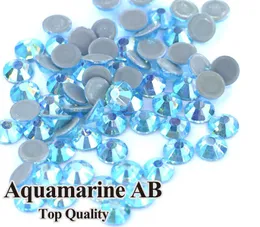 BOT SALE A ++ Kvalitetskvalitet Aquamarine AB Glass Crystals Strass Stones Botfix Rhinestones for Clothing Plagment Accessorie B