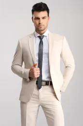 New Popular Beige Men Wedding Tuxedos Excellent Groom Tuxedos Notch Lapel One Button Men Blazer 2 Piece Suit (Jacket+Pants+Tie) 2085
