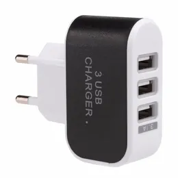 600pcs / mycket 3.1a Triple USB 3 Portar Wall Home Travel Ac Charger Adapter för Samsung S6 för iPhone IOS Android Mobiltelefon EU-kontakt