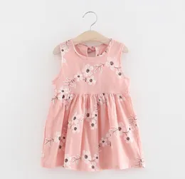2018 Ny sommar babyflickor klänning o-nacke broderi blommig ärmlös väst klänning härlig toddler kläder barn tutu klänningar