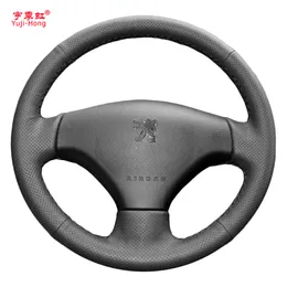 Yuji-Hong Coprivolante per auto in pelle artificiale Custodia per Peugeot 206 207 Coprivolante cucito a mano