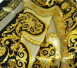 2018 znany styl 100% jedwabnych szalików kobiety i mężczyzn stały kolor złota czarna szyja druku miękka moda szal kobiety jedwabny szal