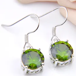 Luckyshine 925 Sterling Silver Green Peridot Round Shaped Wedding Party Jewelry Earring For Women Zircon Earring 10 MM