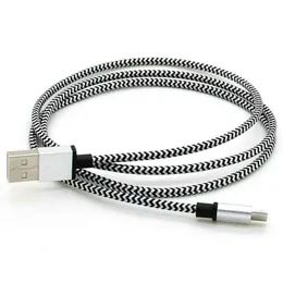 3m 10ft Färgrik Micro 5pin USB-kabel Aluminium Tyg Datum Synkronisering Laddare Kabel för Sumsung Galaxy HTC Huawei 300pcs / Lot
