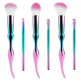 6Pc/Set Women Flowers Makeup Brushes Set Powder Foundation concealer brush lip brush eyeshadow brush Gradient Color Makeup Brushes