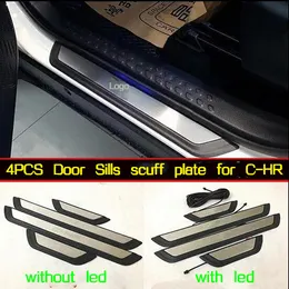 Hochwertige 4-teilige Autotürschwellen-Abnutzungsfußplatte aus Edelstahl, Schutzpedalschutzplatte für Toyota CHR C-HR 2017–2019