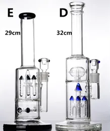 Stora fasta långa glasvattenrör med diffus raket Perc Oil Rigs Bongs Hookahs Flera val