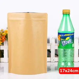 17x24cm Stojak Kraft Papier Folia Aluminiowa Laminowanie Wielokrotnego Użytku Pakowanie Żywności Torba Pieczenie Przekąski Cukierki Herbata Heat Pieczęć Zip Lock Grip Package Studka