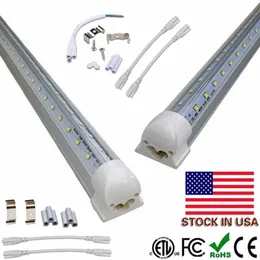 Certificação UL + Tubos de LED T8 de 8 pés Luz 2 pés 3 pés 4 pés 5 pés 6 pés 8 pés Tubos de luz LED em forma de V Iluminação de porta de refrigerador AC 85-265V