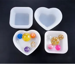Heart Square Plate Silikon Mögel Skål Mögel För Smycken Harts Handgjorda DIY Epoxi Resin Mögel Mini Beads Container