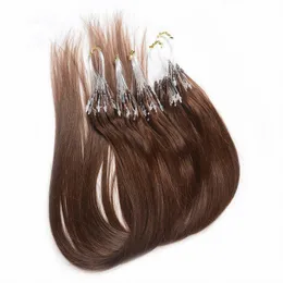 Micro Loop Hair Extensions Silkeslen dubbeldragna rak 1G/Strand 200g 200st Brasilianska mänskliga hårlänkar Hårförstärkningar Naturlig färg