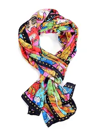 Animal cat print All-match women 100% silk scarf fashion wrap shawl size 160*42cm #2745