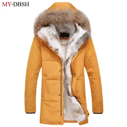 2017 New Long Winter Down Jackor med Fur Hoode Herrkläder Casual Outwear Tjockning Parkas Male Big Coats Gratis frakt