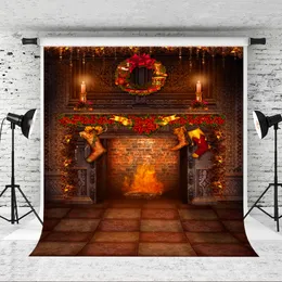 Sogno 5x7ft Sfondo di camino in mattoni per la festa di Natale Fotografia di sfondo Bambini Vacanze di Natale Foto Studio professionale Prop