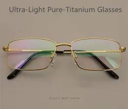 NEW lightweight Pure-Titanium Gold frame male Big-rim 56-16 glasses IP Plating 100%Pure-Titanium full-frame for prescription 8323 glass