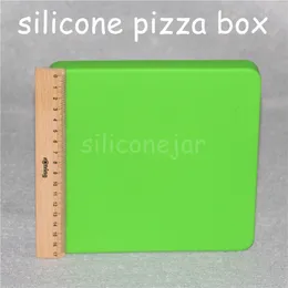 Caixa de pizza design tabaco fumar armazenamento caso bandeja silicone 200ml recipiente cera grande capacidade fumar ferramenta quadrado dab pizza conta301q