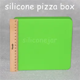 Pizza Box Design Tabacco Smoke Smoking Case Silicone 200 ml Strumento di fumo del contenitore di cera di grande capacità Strumento di fumo quadrato Pizza Conta301Q