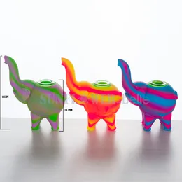 Commercio all'ingrosso 4,8 pollici elefante mano tubo in silicone fumo narghilè peculiare strumento di fumo in silicone set completo con ciotola di vetro - SRS487