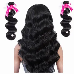 Vävar stängning av mänskliga hår brasilianska hårkroppsvåg 1/3/4 st Double Weft Remy Hair Weave Bundlar