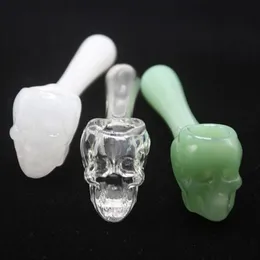 Pyrex Oil Burner Pipe Spoon Skull Glass Smokin Handrör Tobak Torka Herb Spoon Bubbler Multicolor Rökning Bong