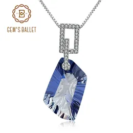 GEM'S BALLET 21.20Ct Natura Iolite Blue Mystic Quartz Gemstone Pendant Necklace 925 Sterling Silver Fine Jewelry for Women S18101307