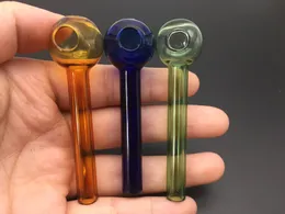 cheapest 7cm Colorful Pyrex Glass Oil Burner Pipe mini glass tube oil pipes glass oil nails pipe for smoking tobacco smoking pipes