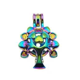 10pcs Rainbow Color Life Tree Pearl Cage Koraliki Cagelocket Wiselant Olejek eteryczny Dyfuzor DIY MEADET JEED BINEGRY DIY DIY DIT