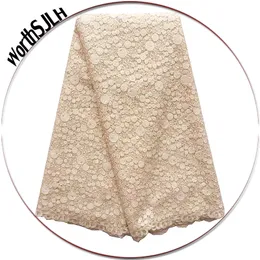 Latest High Quality French Lace Fabric Nigeria 2023 Beige African Beaded Laces Fabrics For Wedding With Stones