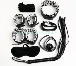 Bondage Furry Pantherine Restraint set whip Ankle collar cuffs gag blindfold Clips #R78