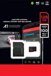 Aşırı A1 32 GB 64 GB 128 GB Hafıza Kartı 100 MB / S 4 K Ultra HD V30 Transflash TF Kartları için Cep Telefonları