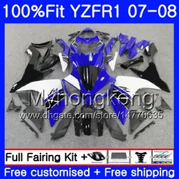 Einspritzkörper für Yamaha schwarz YZF R 1 YZF-1000 YZF-R1 07 08 blau stpck 227HM.41 YZF 1000 YZFR1 07 08 YZF1000 YZF R1 2007 2008 Verkleidungsset