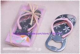 DHL FedEx 100pcs Beach Theme Flip Flop Vinflaskaöppnare med sjöstjärna Bröllop Favor Gift Bridal Shower Gästgåva Blå Rosa Färg