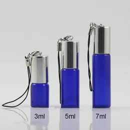 3ml 5ml 7ml Essential Oil Blue Roll On Bottle Perfume Kosmetiska behållare Refiilable Makeup Portable Travel F1041