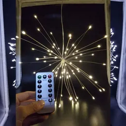 Światło ciągowe diody fajerwerków 100LED 150LED Wodoodporne oświetlenie dekoracyjne 8 Tryby oświetleniowe z pilotem dla Bożego Narodzenia