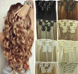 16"-32" Brazilian Remy Human hair Clips in/on Human Hair Extension 7pcs set Full Head FZP35