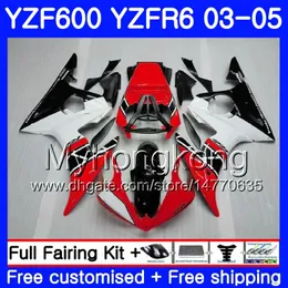 Kropp för Yamaha YZF-600 YZF-R6 03 YZF R6 Red Black Factory 2003 2004 2005 Bodywork 228HM.27 YZF 600 R 6 YZF600 YZFR6 03 04 05 Fairings Kit