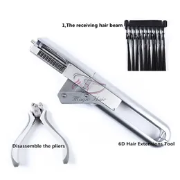 6D Human Hair Extension Machine Connector With Hair Remove Piler No-trace Quick Kit Salon Natural Real Keratin Wig Style Tool