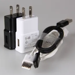 2A 미국 EU 영국 삼성 벽 갤럭시 참고 4 참고 갤럭시 S8 충전기 전원 어댑터 + 고품질 마이크로 USB 케이블 100pcs / lot