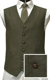 2019 Latest Emeral Green Wedding Groom Vests Wool Herringbone Tweed Vests Groomsmen Vest Mens Suit Vest Prom Blazers Waistcoat Plus Size