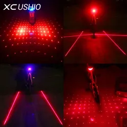 2017 Nowy 5 LED Wiązka Laserowa MTB Mountain Rower Bike Tyłek Ogrzewa Lampa Ogrzewa