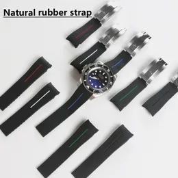 Vattentät gummi för Sea Deep Watchband Rostfritt stål Fold Distribution Buckle Watch Band Rem Armband Watch 21mm Black Blue Re259R