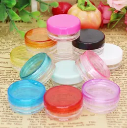 2 ml Colorido rodada frasco de creme de plástico mini amostra recarregável recipiente de creme cosmético vazio 2g lip balm em pó jar LX2449