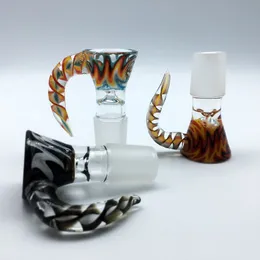 Wig Wag Glass Bowl With Handle Colorful 14mm 18mm Bong Bowls Tobacco Piece Smoking Accessories For Glass Beaker Bongs