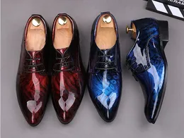 Ny stil lyxig patent läder oxford skor klan män klänning formella skor pekade tå affär bröllop brudgumskor j113