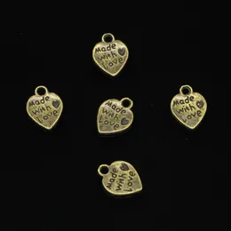 188pcs zinc alloy charms antique bronze heart مصنوعة من سحر الحب لصنع المجوهرات المصنوعة يدويًا 10 ملم