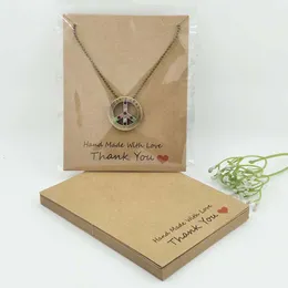 10 * 8cm artesanal com cartão de embalagem de amor Colar placa de exibição impressão obrigado papel 100 pcs +100 saco de plástico