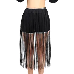 Bohemia Black Tassel Waist Belly Long Chain for Women Simple Ethnic Style Silver Waist Link Body Jewelry Campfire Party