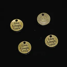 120pcs Zinc Alloy Charms Antique Bronze Plated plates live laugh love Charms for Jewelry Making DIY Handmade Pendants 12mm