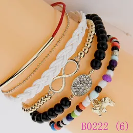 3 pz Moda Stile Della Boemia A Più Strati Perline Sead Rosso Infinito/Elefante Braccialetto Per Le Donne Tessuto Pulseras Bracciali B0222