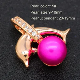 Staffa pendente in rame con collana di perle d'acqua dolce di colore n. 15 da 9-10 mm fai da te (il colore della perla ha una varietà di opzioni)